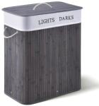 Juskys Coș rufe 2 compartimente, bambus, design gri, 100L (300346)