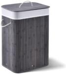 Juskys Coș de rufe pliabil bambus, capac, 72L, sac lavabil, gri (300345)