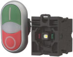 Eaton kettős világító nyomógomb 230 v, 1 nyitó érintkező+ 1 záró érintkező, komplett, m22-ddl-gr-x1/x0/k11/230-w-216509 (216509)