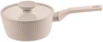Fackelmann Cratita cu Stiel 16 cm Pastel Beige Aluminiu Reutilizat Capac din Sticla Acoperire Ceramica (66183)