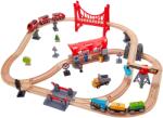 Hape Set tren din lemn Hape Verkehrsreiche Stadt cu accesorii si figurine pentru copii 3 (E3730)
