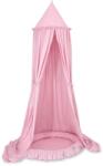  Szett: függő pamut baldachin gyerekszobába és fodros fészek - rózsaszín