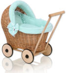  Fonott babakocsi menta színű ágyneművel és puha béléssel - natúr - pepita - 37 057 Ft