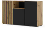 BIM Furniture Комод auris 3d 135 см, дъб артисан/черен мат (auriskom3ddacmset)