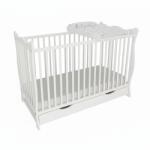 Kidizi Patut din lemn masiv cu sertar si capac 120x60 cm Kidizi Isla alb, masuta infasat din lemn si salteluta incluse, reglabil pe 3 nivele, certificat EN71 (3471+4228+4426)