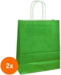 Bisbags Set 2 x 100 Pungi Hartie cu Manere Rasucite, Biodegradabile, Verde Deschis, 20 x 9 x 25 cm (SIB-2xBBG-PK518)