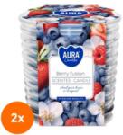 AURA Set 2 x Lumanare Parfumata in Pahar Spirala, Berry Fusion, Timp de Ardere 28 Ore, Aura (GIL-2xLCA-SNW80-1-453)