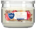 AURA Lumanare Parfumata cu Doua Fitile si Capac, Mar si Scortisoara, 30 Ore, Alb, 280 g (LCA-SNP106-87)