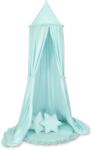  Készlet: gyerekszobai függő baldachin, fodros szőnyeg, világos menta színű párnák