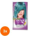 LONCOLOR Set 3 x Vopsea de Par Semi-permanenta fara Amoniac Loncolor Trendy Colors T9 Turcoaz Progresiv, 50 ml