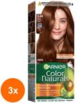 Garnier Set 3 x Vopsea de Par Permanenta Garnier Color Naturals 5.34 Saten Mahon Auriu, 110 ml