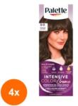 Schwarzkopf Palette Set 4 x Vopsea de Par Permanenta Palette Intensive Color Creme N4 Saten Deschis, 110 ml