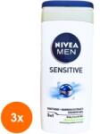 Nivea Set 3 x Gel de Dus Nivea Men Sensitive, cu Extract de Bambus, 250 ml