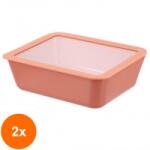 Lexi Home Set 2 x Vas Sticla Termorezistenta cu Capac Sticla, Caramiziu, Capacitate 2.6 l, Lexi Home (GUJ-2xLB7050)