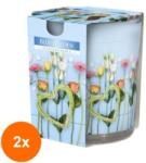 LCA Set 2 x Lumanare Parfumata in Pahar Imprimat, Blue Garden, 22 Ore (GIL-2xLCA-SN72S-08)