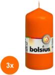Bolsius Set 3 x Lumanare Stalp, Portocaliu, 120 x 58 mm, Bolsius (GIL-3xLCA-STB-120/58-36)