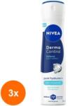 Nivea Set 3 x Antiperspirant Spray Femei, Nivea Derma Control Defend, 72 h, 150 ml
