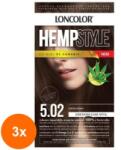 LONCOLOR Set 3 x Vopsea Permanenta pentru Par Loncolor HempStyle, 5.02 Ciocolatino, 100 ml