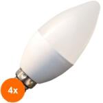 Well Set 4 x Bec cu Led Lumanare Well, E14, 6W / 38W, 450 lm, 25000 Ore, 3000K, Lumina Calda (TIV-4xLEDLW-C376E14-WL)