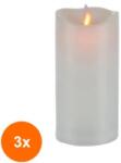 LCA Set 3 x Lumanare Electronica Stalp Alb cu Flacara Mobila 125 x 75 mm (GIL-3xLCA-CE-ST-125/75-A)
