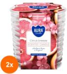 AURA Set 2 x Lumanare Parfumata in Pahar Spirala, Citrus Breeze, Timp de Ardere 28 Ore, Aura (GIL-2xLCA-SNW80-1-454)