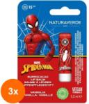 Naturaverde Set 3 x Balsam de Buze Naturaverde Spiderman, SPF15, Vanilie, 5 ml (ROC-3xSODI00776)