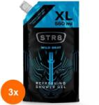 STR8 Set 3 x Rezerva Gel de Dus STR8, Wild Beat, Barbati, 550 ml