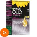 Garnier Set 2 x Vopsea Permanenta fara Amoniac, 9.11 Argintiu Cenusiu, Garnier Olia, 112 ml