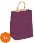 Bisbags Set 2 x 100 Pungi din Hartie cu Manere, Mov, Interior Natur, 32 x 12 x 41 cm (SIB-2xBBG-PK649)