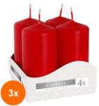 BISPOL Set 3 x 4 Lumanari Stalp Bispol, 40 x 80 mm, Rosu (GIL-3xLCA-SW40/80-030-A4)