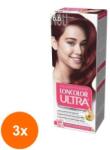 LONCOLOR Set 3 x Vopsea de Par Permanenta Loncolor Ultra 6.6 Rosu Exploziv, 100 ml