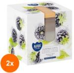 BISPOL Set 2 x Lumanare Parfumata in Pahar Mat cu Capac de Lemn, Bispol, Mure Negre (GIL-2xLCA-SNK80MD-377)