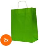 Bisbags Set 2 x 100 Pungi din Hartie cu Manere, Verde Deschis, Interior Alb, 32 x 12 x 41 cm (SIB-2xBBG-PK512)