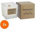 BISPOL Set 2 x Lumanare Parfumata in Pahar Transparent cu Fitil de Lemn, Bispol, LemonGrass-Herbs (GIL-2xLCA-SNK80-000-350)