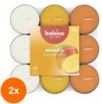 Bolsius Set 2 x 18 Lumanari Pastila Bolsius in Trei Culori, Mango, Timp de Ardere 3.5 Ore (GIL-2xLCA-PBA18N-10-MAN)