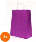 Bisbags Set 2 x 100 Pungi din Hartie cu Manere, Mov, Interior Alb, 32 x 12 x 41 cm (SIB-2xBBG-PK527)