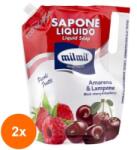 MilMil Set 2 x Rezerva Sapun Lichid Mil Mil Eco, cu Zmeura si Cirese Amare, 900 ml