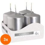 BISPOL Set 3 x Lumanari Stalp Bispol, 40 x 60 mm, Argintiu (GIL-3xLCA-SW40/60-271-A4)