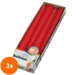 Bolsius Set 3 x 4 Lumanare Conica Decorativa Bolsius Rosu (GIL-3xLCA-COB-04-41-A4)