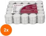AURA Set 2 x 50 Lumanari Pastila, Albe, 8 Ore, Aura (GIL-2xLCA-PF30-50S)