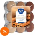 AURA Set 3 x 18 Lumanari Pastila, Scortisoara, Timp Ardere 4 Ore (GIL-3xLCA-P18-65)