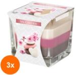 LCA Set 3 x Lumanare Parfumata in Pahar in Trei Culori Spa Garden, 32 Ore (GIL-3xLCA-SNK80-254)