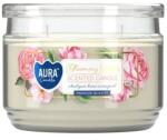AURA Lumanare Parfumata cu Doua Fitile si Capac Aura, Flori Inflorite, Timp Ardere 30 Ore, Alb, 280 g (LCA-SNP106-449)