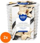 AURA Set 2 x Lumanare Parfumata in Pahar Spirala, Vanilla Bliss, Timp de Ardere 28 Ore, Aura (GIL-2xLCA-SNW80-1-451)