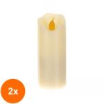 LCA Set 2 x Lumanare Electronica Stalp cu Flacara fixa din Plastic 125x50 mm Crem (GIL-2xLCA-CE-ST-125/50-FIX)