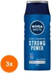 Nivea Set 3 x Sampon Nivea Men Strong Power, pentru Toate Tipurile de Par, 250 ml