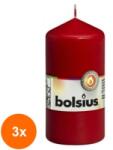 Bolsius Set 3 x Lumanare Stalp 120x58 mm Bolsius - Rosu Burgund (GIL-3xLCA-STB-120/58-44)