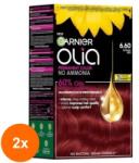 Garnier Set 2 x Vopsea Permanenta fara Amoniac, 6.60 Rosu Intens, Garnier Olia, 112 ml