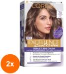 L'Oréal Set 2 x Vopsea de Par Permanenta cu Amoniac L'Oreal Paris Excellence Cool Creme 7.11 Ultra Ash Blonde, 192 ml