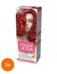 LONCOLOR Set 3 x Vopsea de Par Permanenta cu Amoniac Loncolor Ultra 8.66 Rosu Intens Deschis, 100 ml